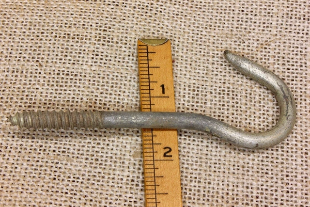 old hanging Plant Hook barn hanger wash line swing 4 1/4" vintage galvanized 4