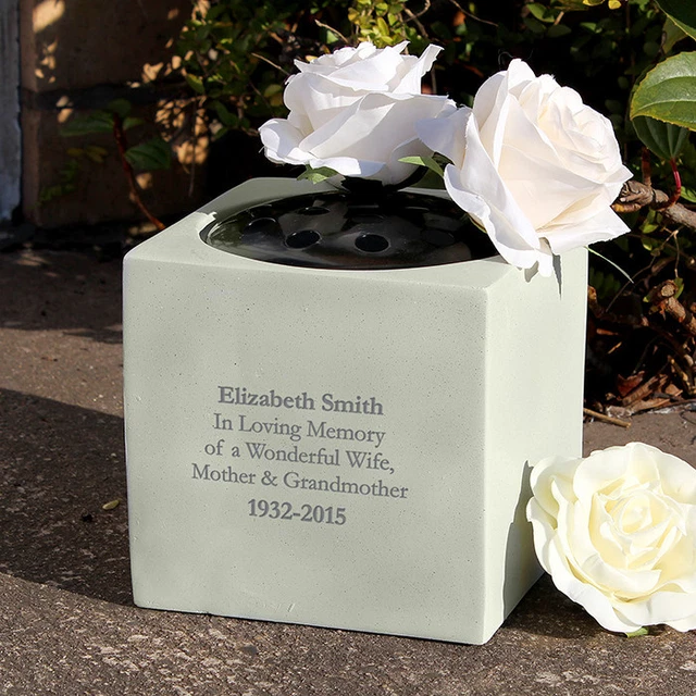 Personalised Message Memorial Vase - Grave Flower Bowl Cemetery Holder