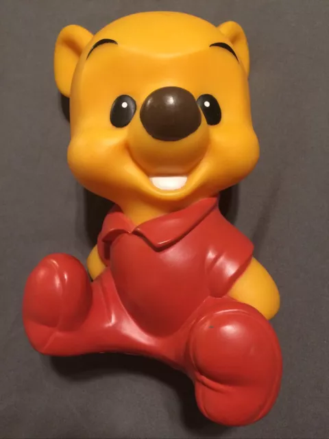 Winnie The Pooh Piggy Bank Walt Disney Vinyl Plastic Coin Piggy Bank 7”Vintage