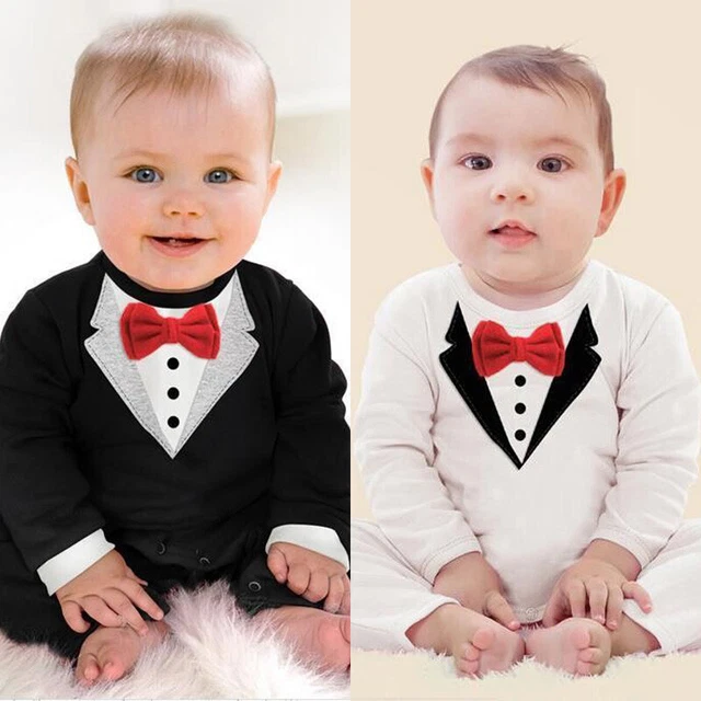 Boy Baby Toddler Gentleman Romper 1st Birthday Bodysuit Formal Clothes Outfit