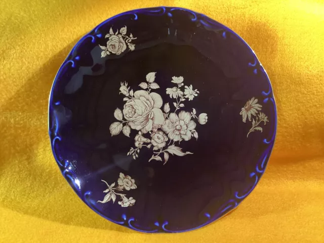 German Echt Cobalt Small Dish 22 K Gold Germany Bareuther Waldsassen Bavaria.