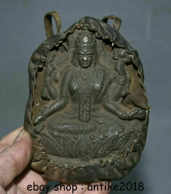 5.2" Old Tibetan Bronze leather Buddhism 4 Arms Guanyin Tara Goddess Shrines