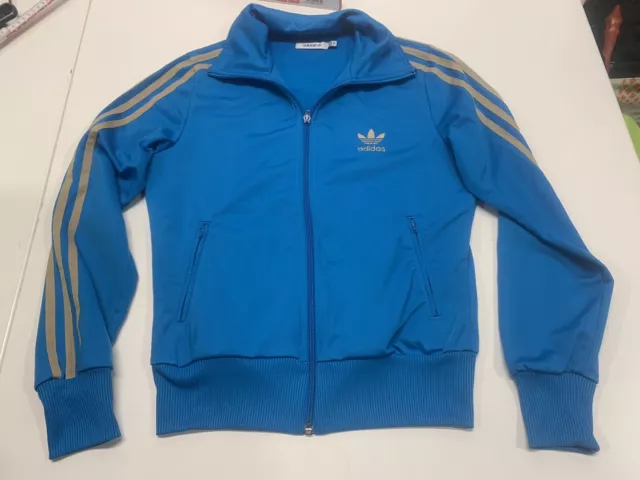 ADIDAS Trainingsjacke Damen Retro Blau Gold Gr. 38 Sportjacke #YVO