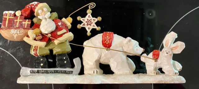 Kurt S Adler  SnowTown Santa w Polar Bear Figure Santa's World Christmas Village