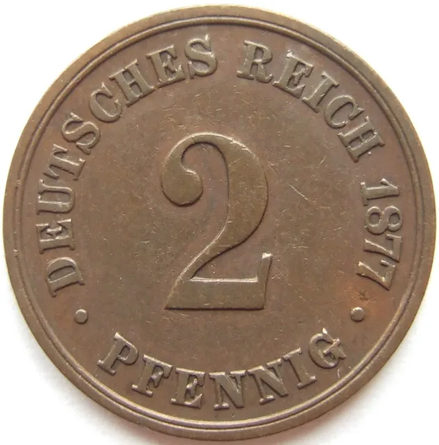 Moneta Reich Tedesco Impero Tedesco 2 Pfennig 1877 B IN Quasi Very fine