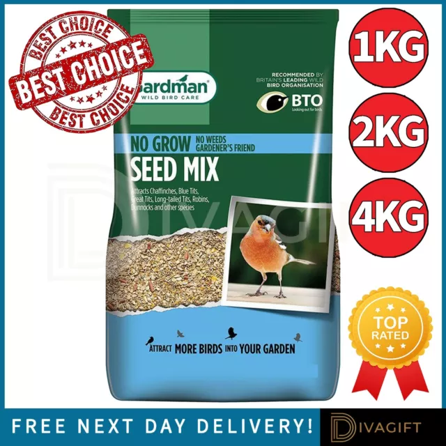 Gardman No Grow Seed Mix Food Seeds For Wild Birds Bird Feed 1Kg 2Kg 4Kg New