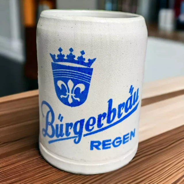 Bierkrug Steingut Bürgerbräu Regen 0,5 L Humpen
