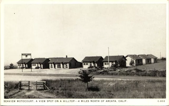SEAVIEW MOTOCOURT picture postcard ARCATA CALIFORNIA CA tourist cabins motel
