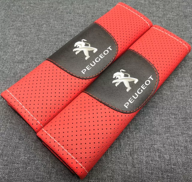 2X Rot Farbe Auto Sicherheitsgurt Schulterkissen Abdeckung Pad Für Peugeot Auto
