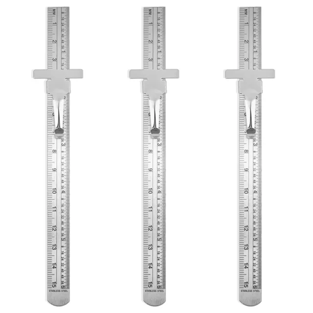 3-Pack Stainless Steel Ruler 15cm Metal Metric Ruler Set, Machinist'S6836