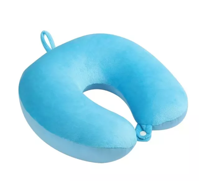 Memory Foam Travel Flight Pillow Extra Soft U Shape  Neck Support - Light Blue
