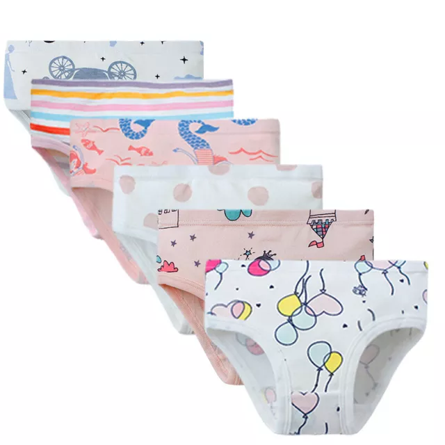 6 Packs Girls 100 Cotton Underwear Briefs Kids Breathable Panties