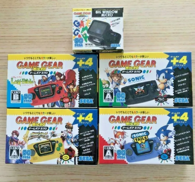 Sega Game Gear Micro 4 Color Complete Set + Big Window Micro Benefits  Included