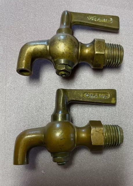 2 Vintage Crane  Brass Water Spigots  /Faucets..1/4"..Architectural Salvage