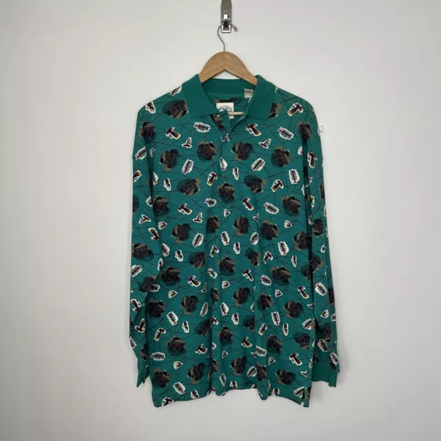Vintage BD Baggies Mens Shirt L Large Fishing Polo Rugby Long Sleeve Bait Tackle