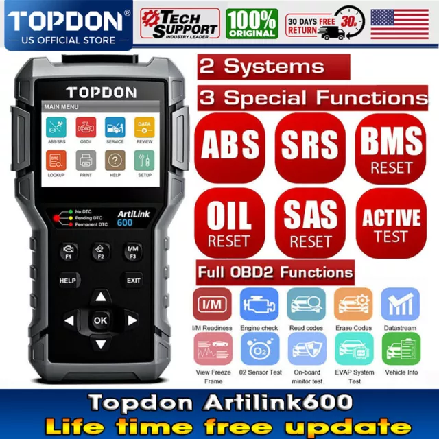 TOPDON AL600 dispositivo de diagnóstico de coche Auto OBD2 escáner prueba activa