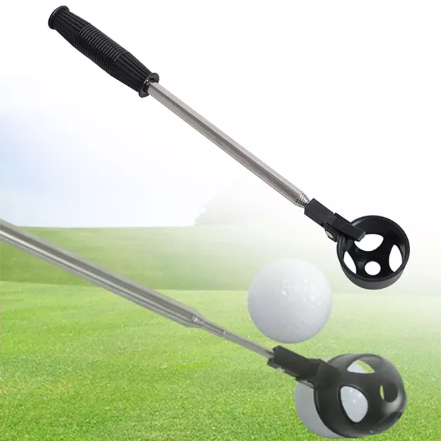 2m Telescopic Pocket Golf Ball Pick-Up Compact Retriever Automatic Lock Scoop