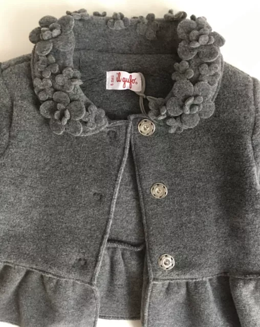 IL GUFO Giacca Grigia Bambina Bambina Con Dettaglio Fiore A Collare 6 Mesi Prezzo Francoforte £130