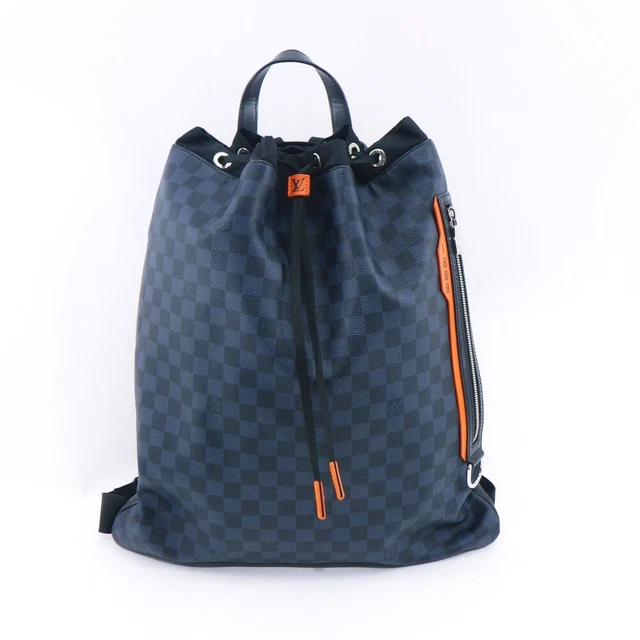 Louis Vuitton Damier Cobalt Gym Backpack N40170 Blue Black Orange Purse Mens