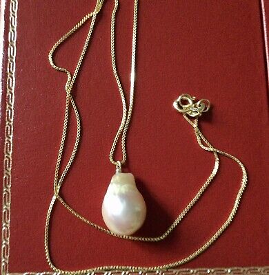 Exceptionnel Ancien Collier Enorme Rare Perle  Baroque, Vermeil Or , Argent