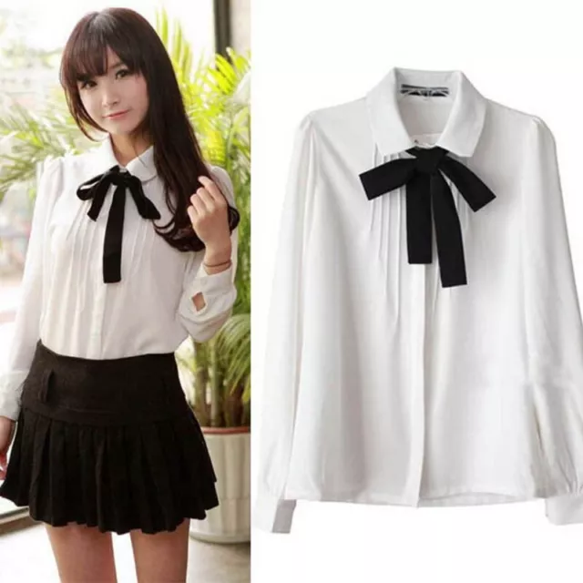 Women's Chiffon Long Sleeve Button Down Shirt Blouse V Neck Tops Business Wear