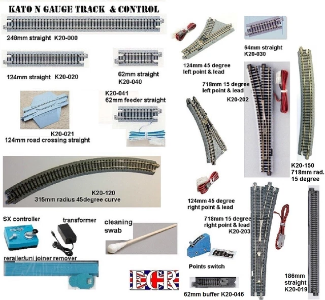 Kato N Gauge Scale Track Straights Curves Points Control Transformer Unitrack