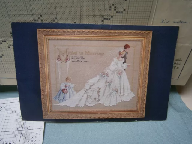 Petit Point Cross Stitch Wedding Picture To Complete (Part Done) No Cottons