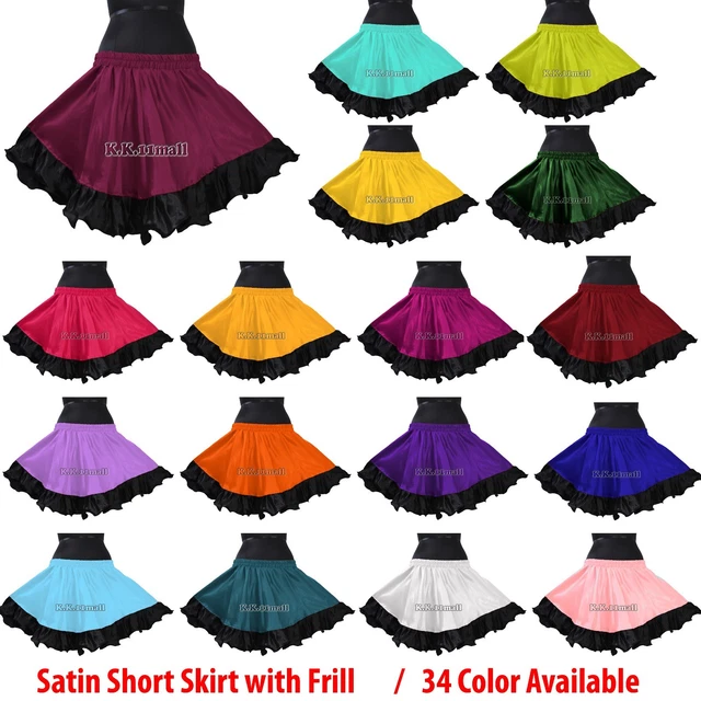 Vestito Sexy Gonna Raso Gonna Corta Con Nero Fronzoli Ragazze Casual S41
