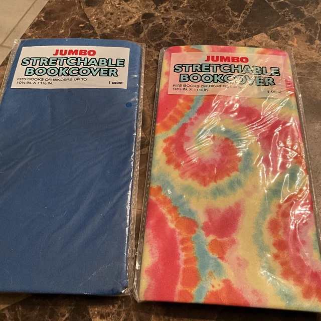 Lot of 2-Jumbo Stretchable Bookcover Washable/Fabric, Fits up to 10.5'' X 11.5''