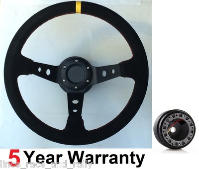 320mm in Pelle Scamosciata Quadrato Piatto VOLANTE adatto per MOMO MOZZO Boss Kit YL 