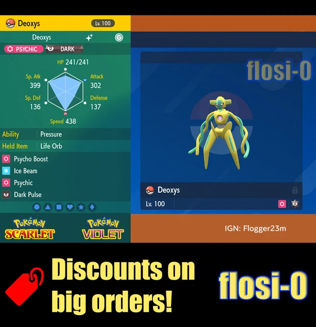 Pokemon Scarlatto/Viola – SHINY DEOXYS Tutte E 4 Le Forme (Lv.30, Masterball) – Nuovo, Per Nintendo Switch