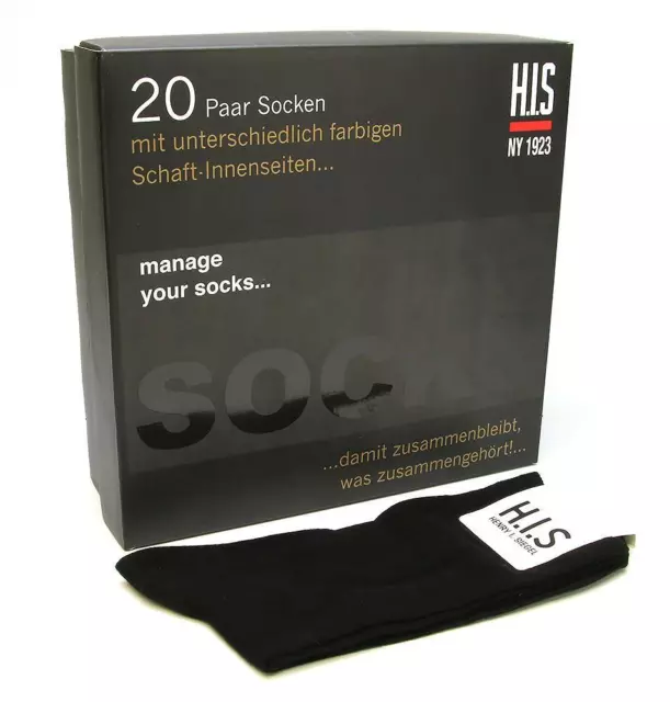 Marken Herren Socken (20-Paar) schwarz Gr. 43-46 NEU