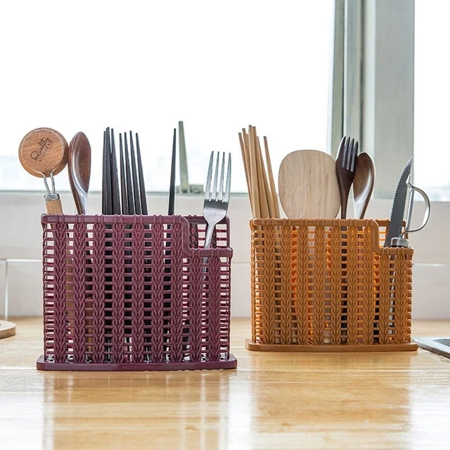DRAINAGE CHOPSTICK CAGE Vine Weaving Style Cutlery Compartment Storage