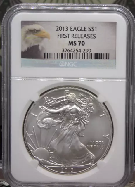 2013 American 1oz SILVER Eagle $1 NGC MS70 #299 Bullion First Release ECC&C Inc.