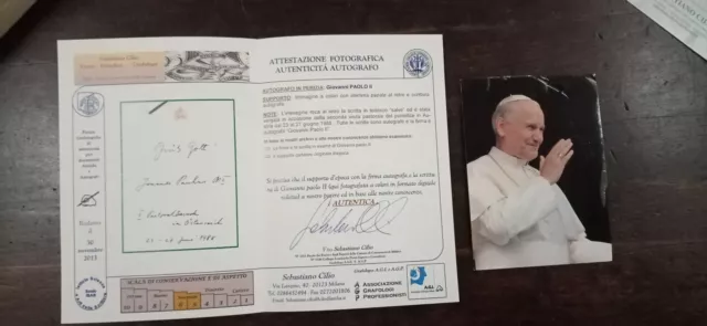 Autografo Papa Giovanni Paolo Ii° Papa Wojtyla Cert. Autenticita' Grande Rarita'