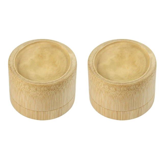 2 hojas de té redondas de bambú vaso té caja de almacenamiento bambú matcha bote
