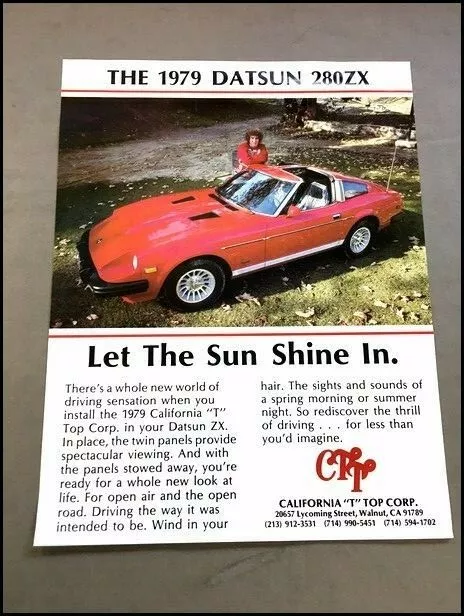 1979 Datsun 280ZX California T Top Corp. 1-page Car Brochure Leaflet Data Card 1979 Datsun 280ZX California T Top Corp. 1-page Car Brochure Leaflet Data Card