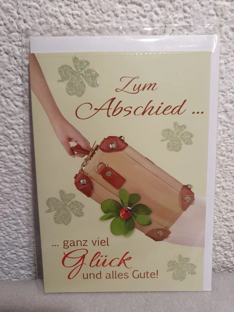 ZUM ABSCHIED GANZ viel Glück und alles Gute ! Karte + Umschlag (NEU