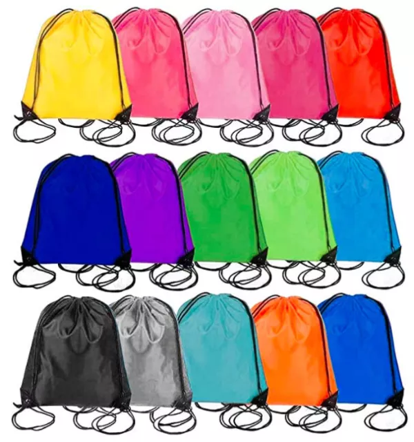 Premium Waterproof Drawstring Bag Sports Gym Sack Swim Shoe School PE Kit - UK