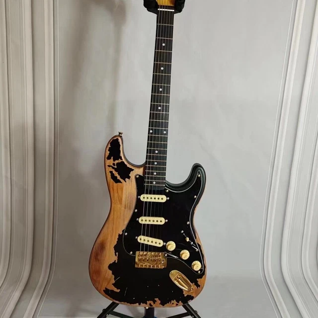 BLACK SOLID ELECTRIC Guitar Black Fretboard Gold Hardware 3Single ...