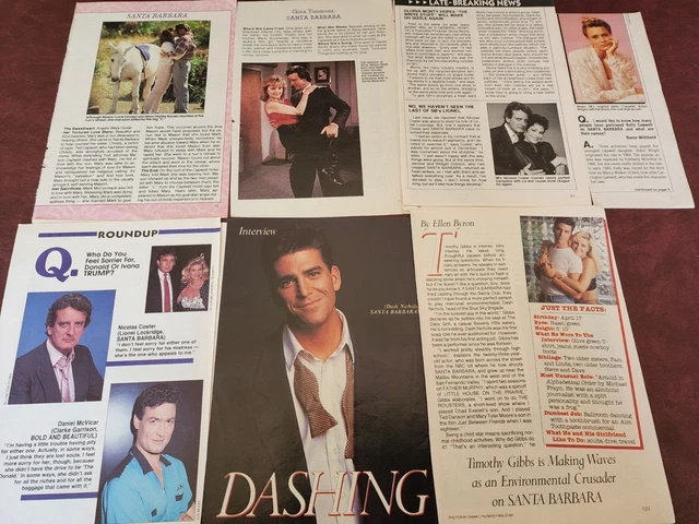 SOAP OPERA SANTA BARBARA Clippings Lane Davies Marcy Walker Timothy