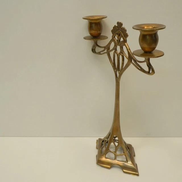 Candelero Art Deco Estilo Art Nouveau Estilo Bronce sólido 2