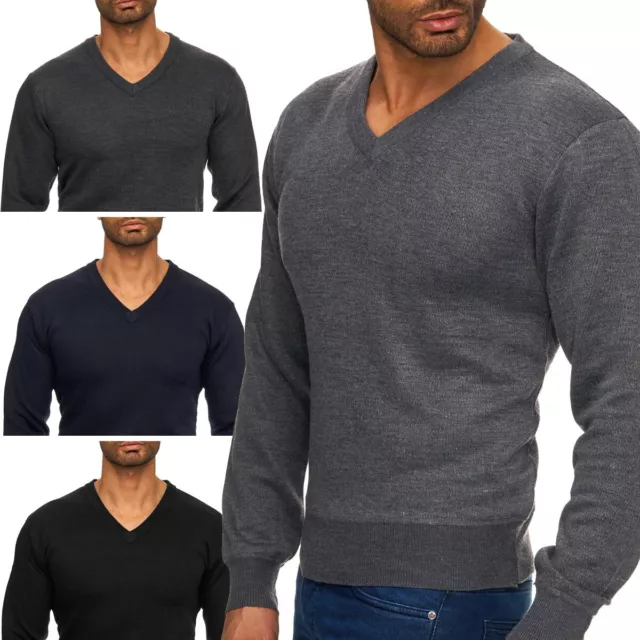 Uomo maglione maglia con scollo a V Maglione (vari colori)