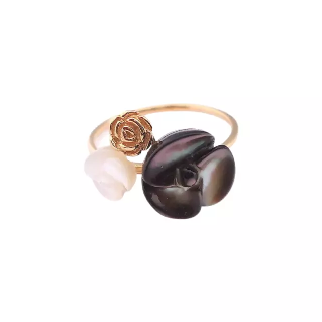 BELLE BAGUE EN OR 18K MOTIFS FLEURS EN NACRE or 18 carats 3