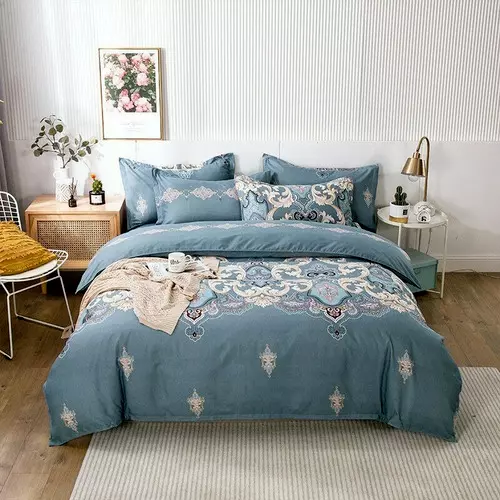 Juego de ropa de cama Funda Nordica de lujo cubierta de almohada de algodón sábana funda edredón