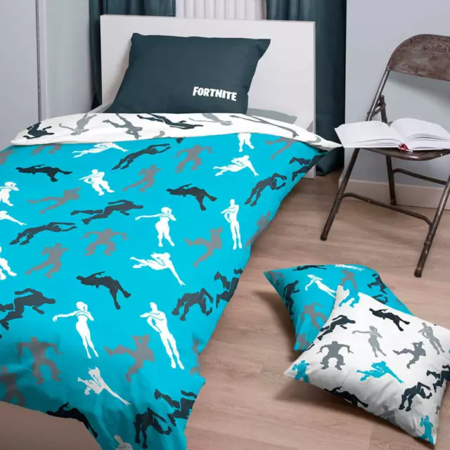 Fortnite Dabs Set Letto Singolo Copripiumino 140x200cm Biancheria 100% Cotone