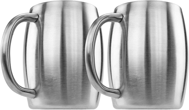 Southern Homewares Stainless Double Wall Steel Beer Coffee Desk Mug Smooth...