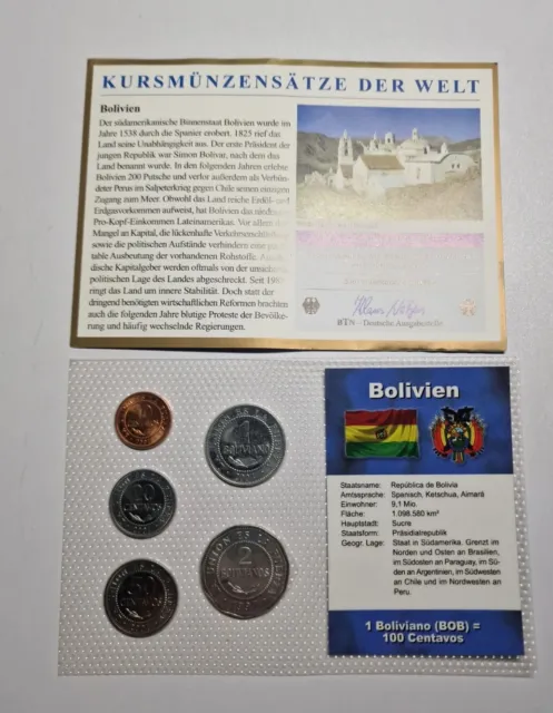 10 Centavos - 2 Bolivianos 1994-2004 Excellent Condition Coins Set Bolivia