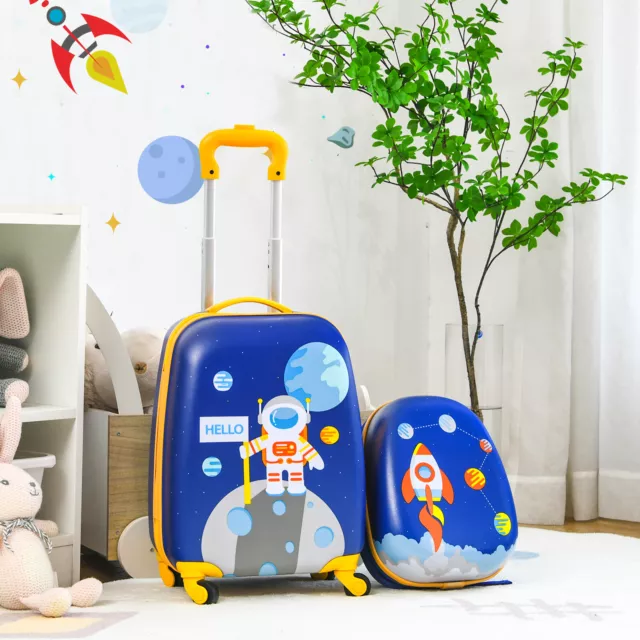2PCS Kids Luggage Set 16" Suitcase+13" Backpack Travel Carry On Bag Child Gift