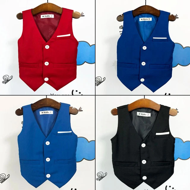 Boys Kids Baby Formal Waistcoat Set Wedding Pageboy Party Prom Suit Vest Gifts